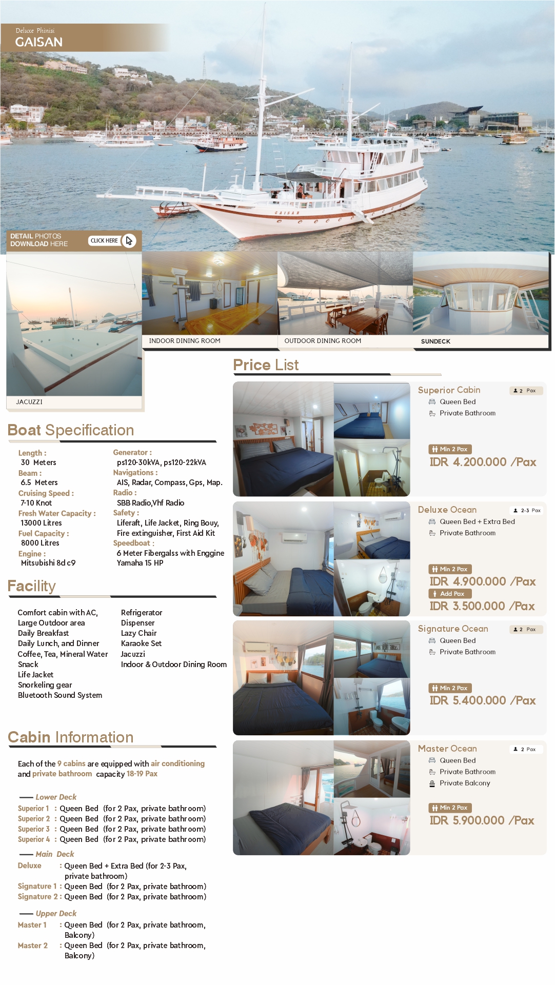 Gaisan Deluxe Phinisi Flyer — Full Price List and Specifications