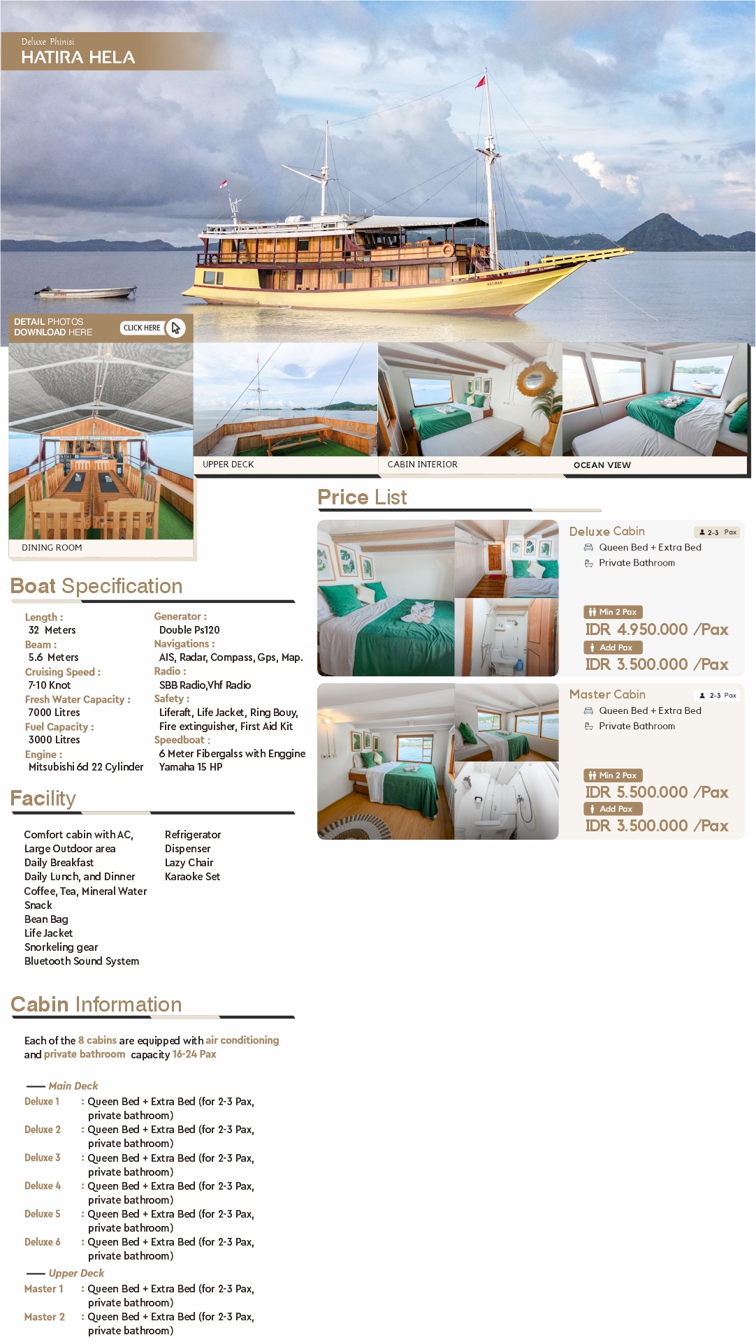 Hatirah Hela Deluxe Phinisi Flyer — Full Price List and Specifications