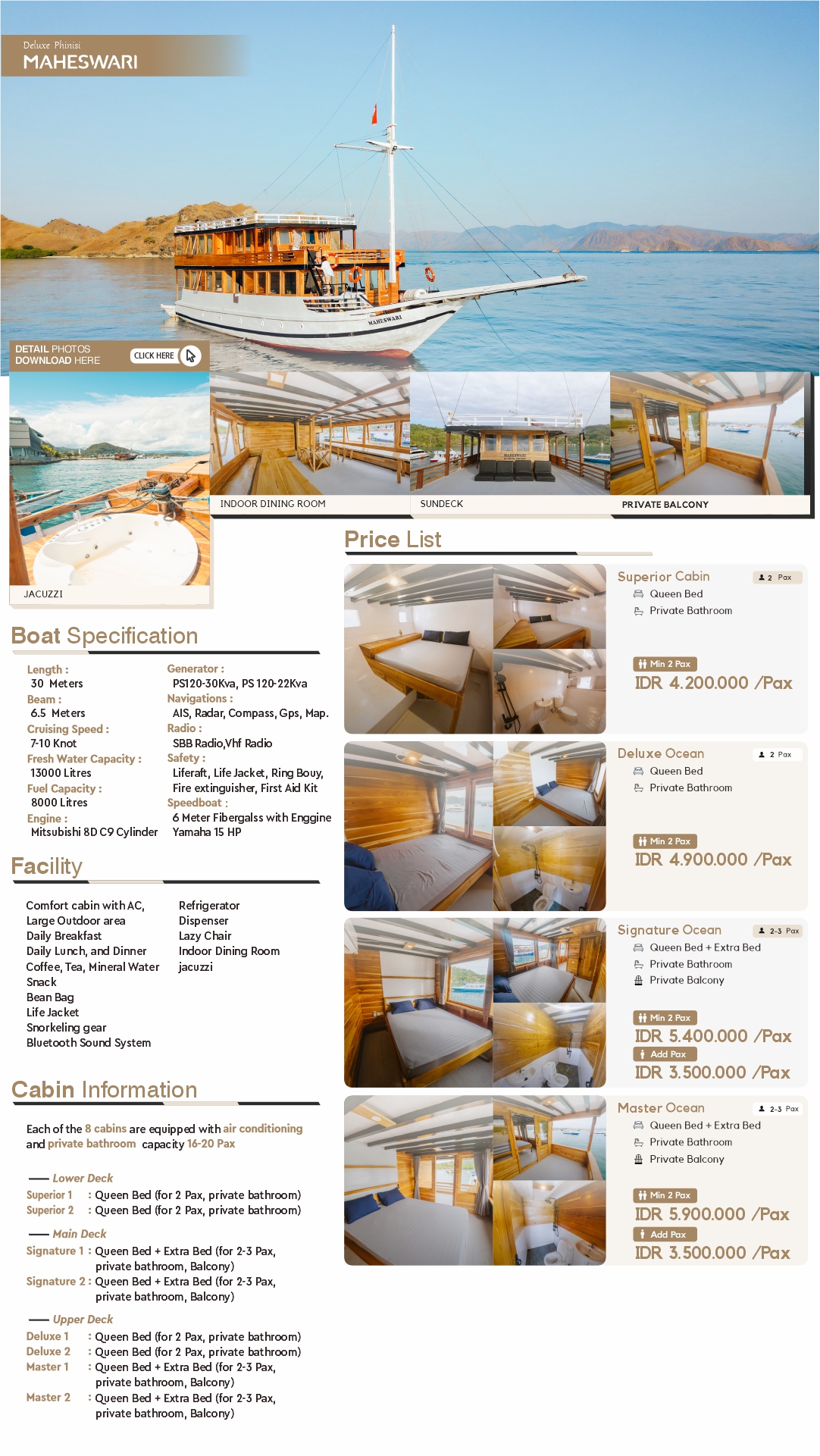 Maheswari Deluxe Phinisi Flyer — Full Price List and Specifications