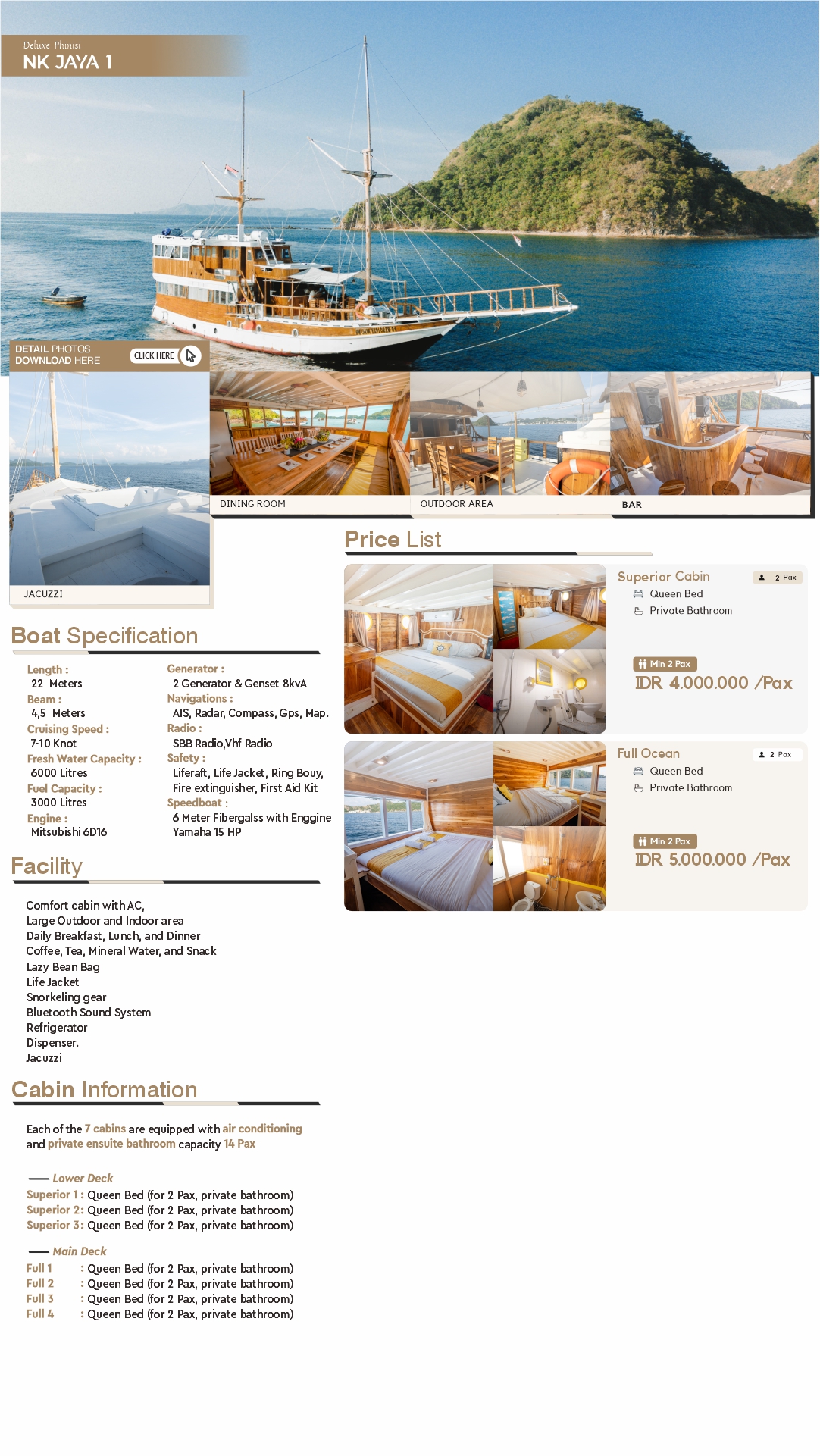 NK Jaya 1 Deluxe Phinisi Flyer — Full Price List and Specifications