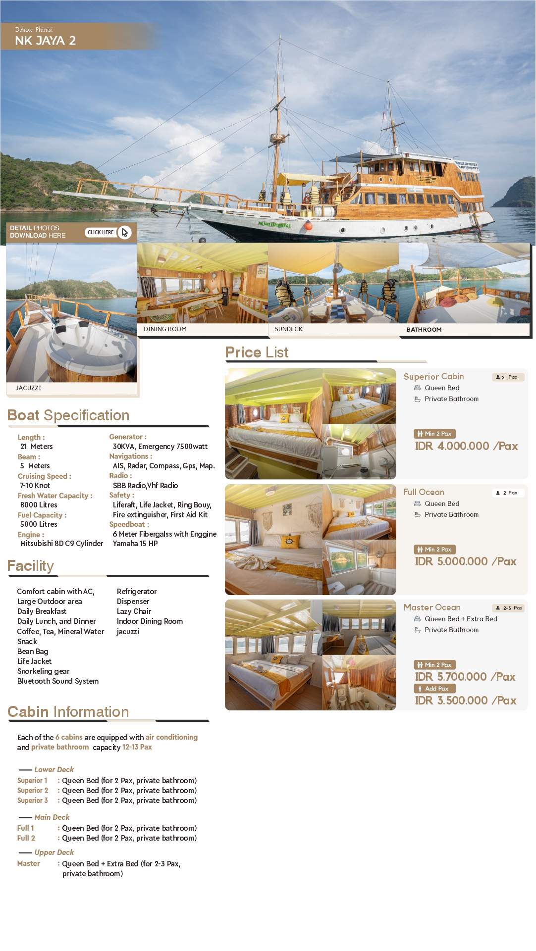 NK Jaya 2 Deluxe Phinisi Flyer — Full Price List and Specifications