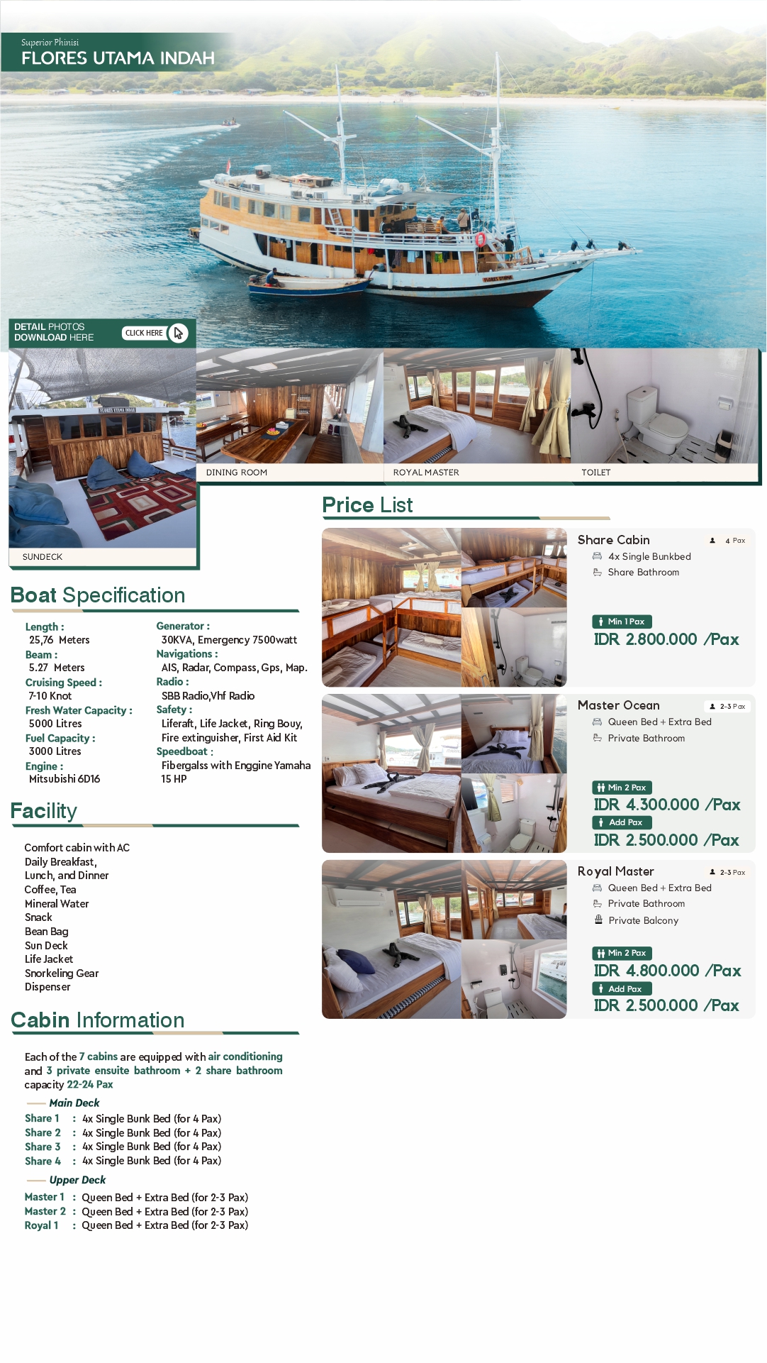 Flores Utama Indah Superior Phinisi Flyer — Full Price List and Specifications